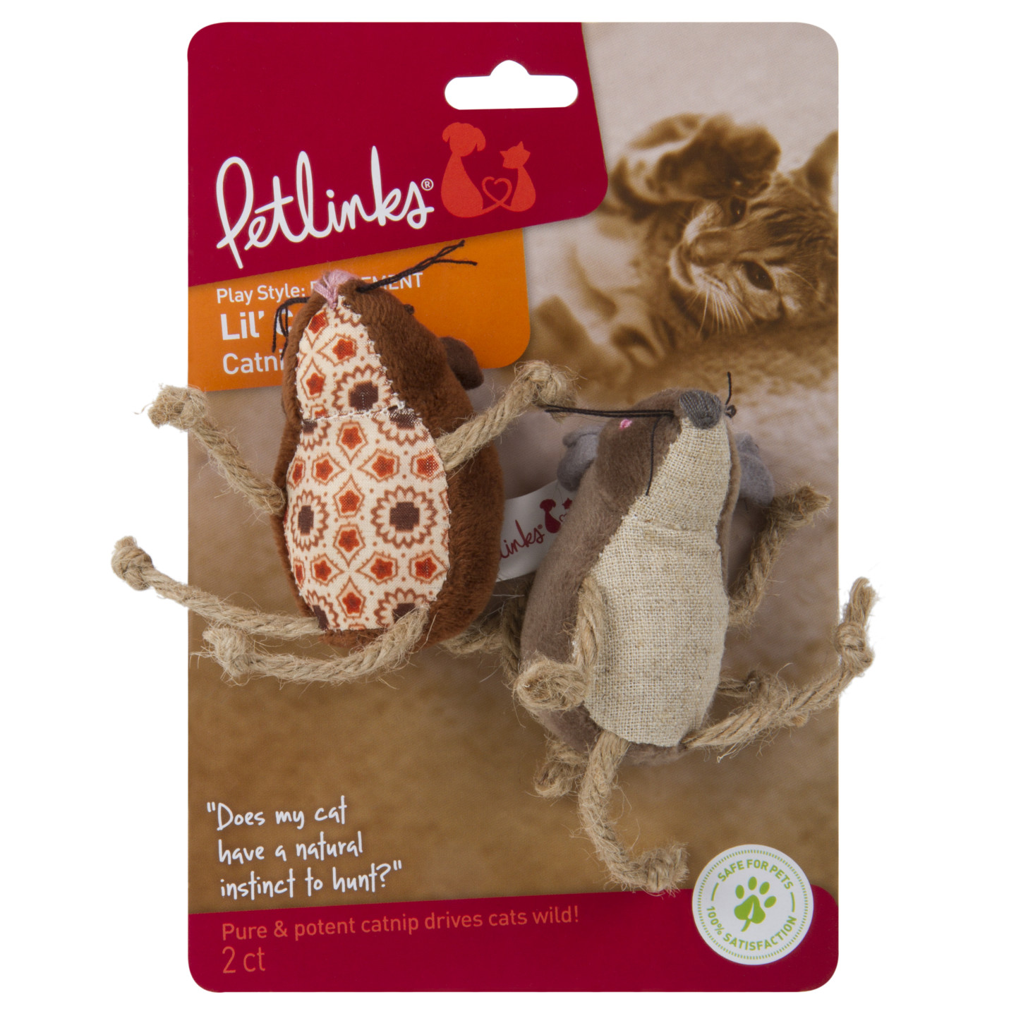 Petlinks Lil Critters Mice Catnip Cat Toy Set of 2 Petlinks